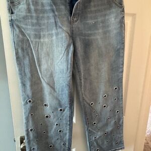 Vocal Gray Boot Cut Jeans with Eyelet Accents